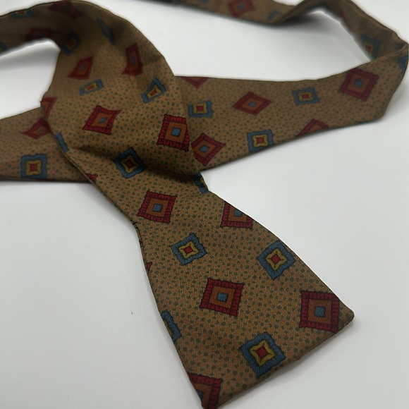 Vintage brown square bow tie - Picture 2 of 3
